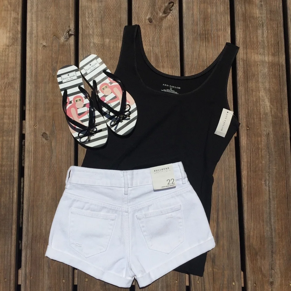 Bullhead White Denim Distressed High Rise Jean Shorts